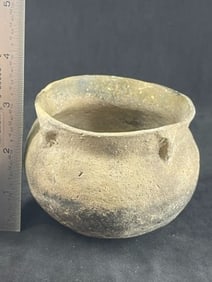 Miniature Strap Handle Bowl very nice minor repair Indian Artifact Arrowhead