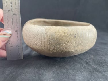 Miniature Caddo Bowl with engraving has repair Indian Artifact Arrowhead