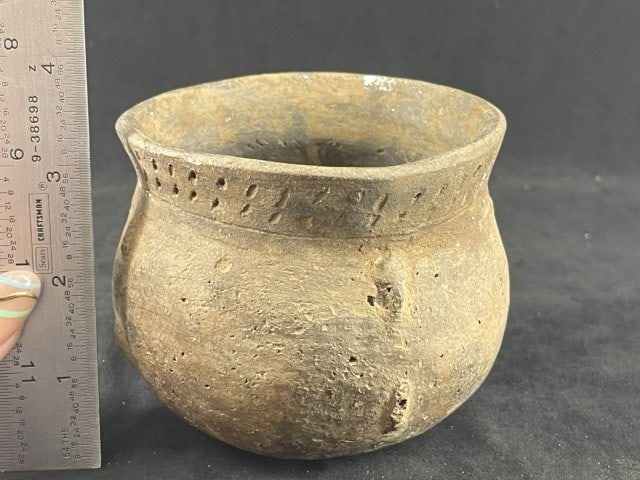 Miniature Mississippian Strap Handle has repair Indian Artifact Arrowhead (1 of 5)