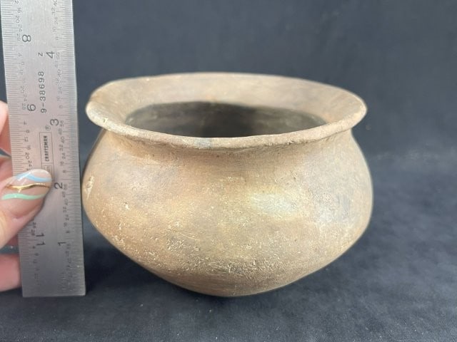 Miniature Mississippian Spittoon Jar has repair Indian Artifact Arrowhead (1 of 5)