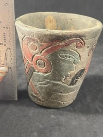 Pre-Columbian Pottery Vessel great engraving Indian Artifact Arrowhead