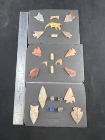 3 Small Arrowheads on Display
