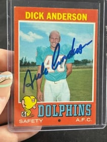 Dick Anderson Hand Signed Authentic Autograph