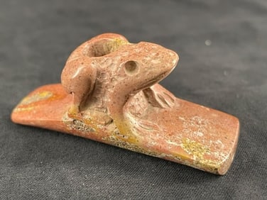 Miniature Stone Hopewell Frog Effigy Pipe Indian Artifact Arrowhead