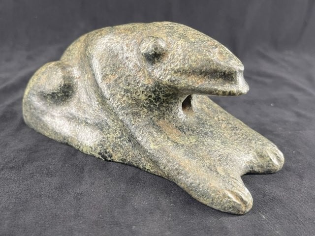 Large Stone Frog effigy Pipe Indian Artifact Arrowhead (1 of 7)