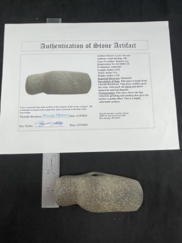 Danish Axe with Roy Motley COA from Denmark Indian Artifact Arrowhead (1 of 7)