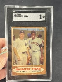 1962 Topps Mickey Mantle & Willie Mays Baseball Card