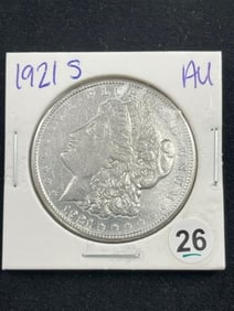 1921 S AU Morgan Silver Dollar Coin