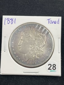 1881 Toned Morgan Silver Dollar Coin