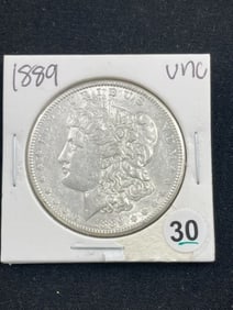 1889 UNC Morgan Silver Dollar Coin