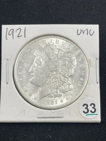 1921 UNC Morgan Silver Dollar Coin