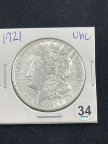 1921 UNC Morgan Silver Dollar Coin