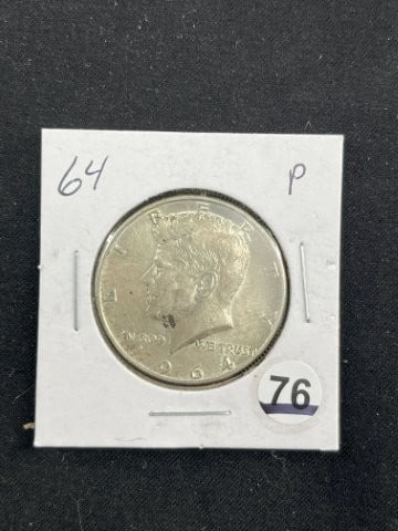 1964 Kennedy Half Dollar Coin: KEY WORDS: INDIAN ARTIFACT ARTIFACTS ARROWHEAD ARROWHEADS NATIVE AMERICAN MISSISSIPPIAN QUAPAW CADDO POTTERY COINS MORGAN DOLLAR PEACE DOLLAR SILVER COINS Arkansas. Now taking in consignments for pre-