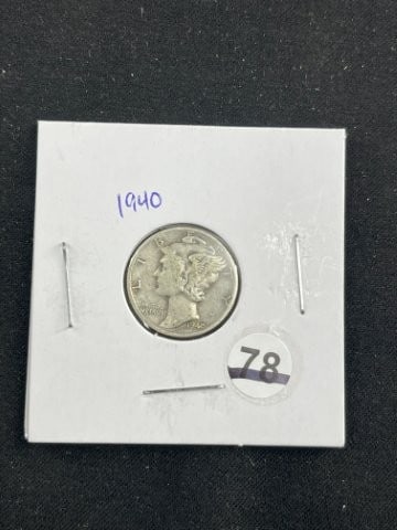 1940 Liberty Dime Coin: KEY WORDS: INDIAN ARTIFACT ARTIFACTS ARROWHEAD ARROWHEADS NATIVE AMERICAN MISSISSIPPIAN QUAPAW CADDO POTTERY COINS MORGAN DOLLAR PEACE DOLLAR SILVER COINS Arkansas. Now taking in consignments for pre-