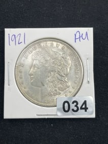 1921 AU Morgan Silver Dollar Coin