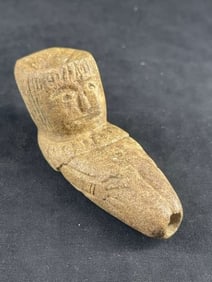 Engraved Human Effigy Stone Pipe Indian Artifact Arrowhead