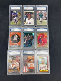 9 PGS Graded Basketball Baseball Racing Cards