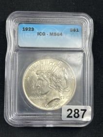 1923 MS64 Peace Silver Dollar Coin