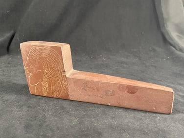 Catlinite Engraved Pipe Indian Artifact Arrowhead