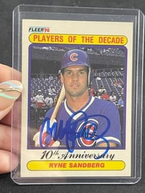 Ryne Sandberg Hand Signed Authentic Autograph