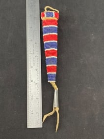Beaded Awl Sheath Indian Artifact Arrowhead