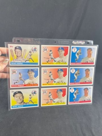 9 Mickey Mantle Baseball Cards (1 of 2)