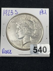 1923 S AU Peace Silver Dollar Coin