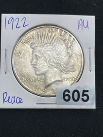 1922 AU Peace Silver Dollar Coin