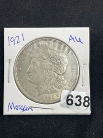 1921 AU Morgan Silver Dollar Coin