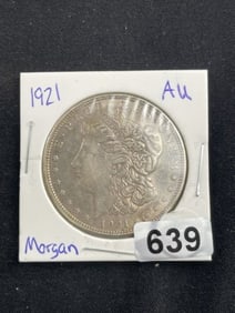 1921 AU Morgan Silver Dollar Coin