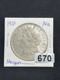 1921 AU Morgan Silver Dollar Coin