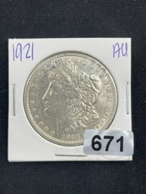 1921 AU Morgan Silver Dollar Coin