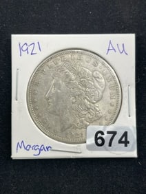 1921 AU Morgan Silver Dollar Coin