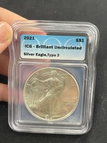 2021 UNC Silver Eagle Type II Coin