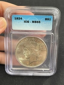 1924 MS65 Peace Silver Dollar Coin