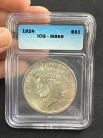 1924 MS65 Peace Silver Dollar Coin