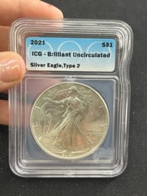 2021 UNC Silver Eagle Type II Coin