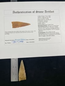 Friday with Roy Motley COA from South Texas ex - T.L Donahoe Indian Artifact Arrowhead