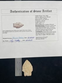 Johnson with Roy Motley COA from Southeast Missouri Indian Artifact Arrowhead