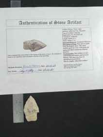Johnson with Roy Motley COA from Southeast Missouri Indian Artifact Arrowhead