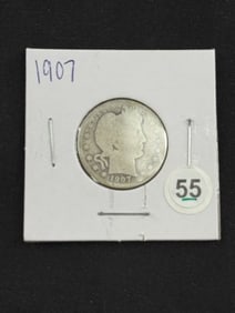 1907 Barber Quarter Coin