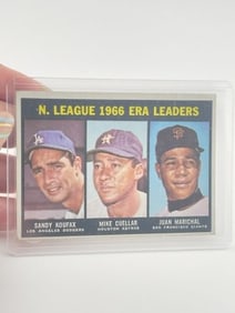 Mike Cuellar, Sandy Koufax, Juan Marichal Baseball Card