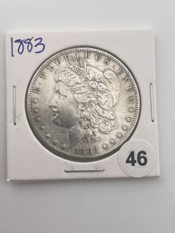 1883 Morgan Silver Dollar Coin: KEY WORDS: INDIAN ARTIFACT ARTIFACTS ARROWHEAD ARROWHEADS NATIVE AMERICAN MISSISSIPPIAN QUAPAW CADDO POTTERY COINS MORGAN DOLLAR PEACE DOLLAR SILVER COINS Arkansas. Now taking in consignments for pre-