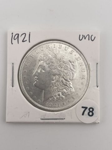 1921 UNC Morgan Silver Dollar Coin (1 of 2)