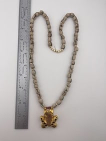 Trade Bead necklace with Tumbaga Tairona Gold Figurine UNKNOWN MATERIAL