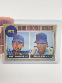 Nolan Ryan, Jerry Koosman Hand Signed Authentic Autograph Baseball Card