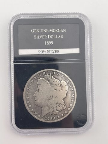 1899 Genuine Morgan Silver Dollar Coin 90% Silver: KEY WORDS: INDIAN ARTIFACT ARTIFACTS ARROWHEAD ARROWHEADS NATIVE AMERICAN MISSISSIPPIAN QUAPAW CADDO POTTERY COINS MORGAN DOLLAR PEACE DOLLAR SILVER COINS Arkansas. Now taking in consignments for pre-