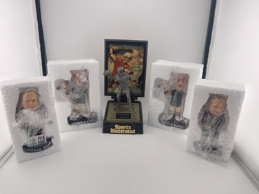 Group of Wrestling Figurines & Football Trophy