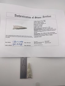 Dalton with Roy Motley COA from Howard County, Missouri Indian Artifact Arrowhead