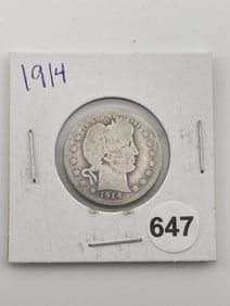 1914 Barber Quarter Coin